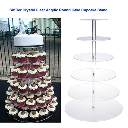 6 Tier Round Crystal Clear Acrylic Cupcake  Tower Stand  