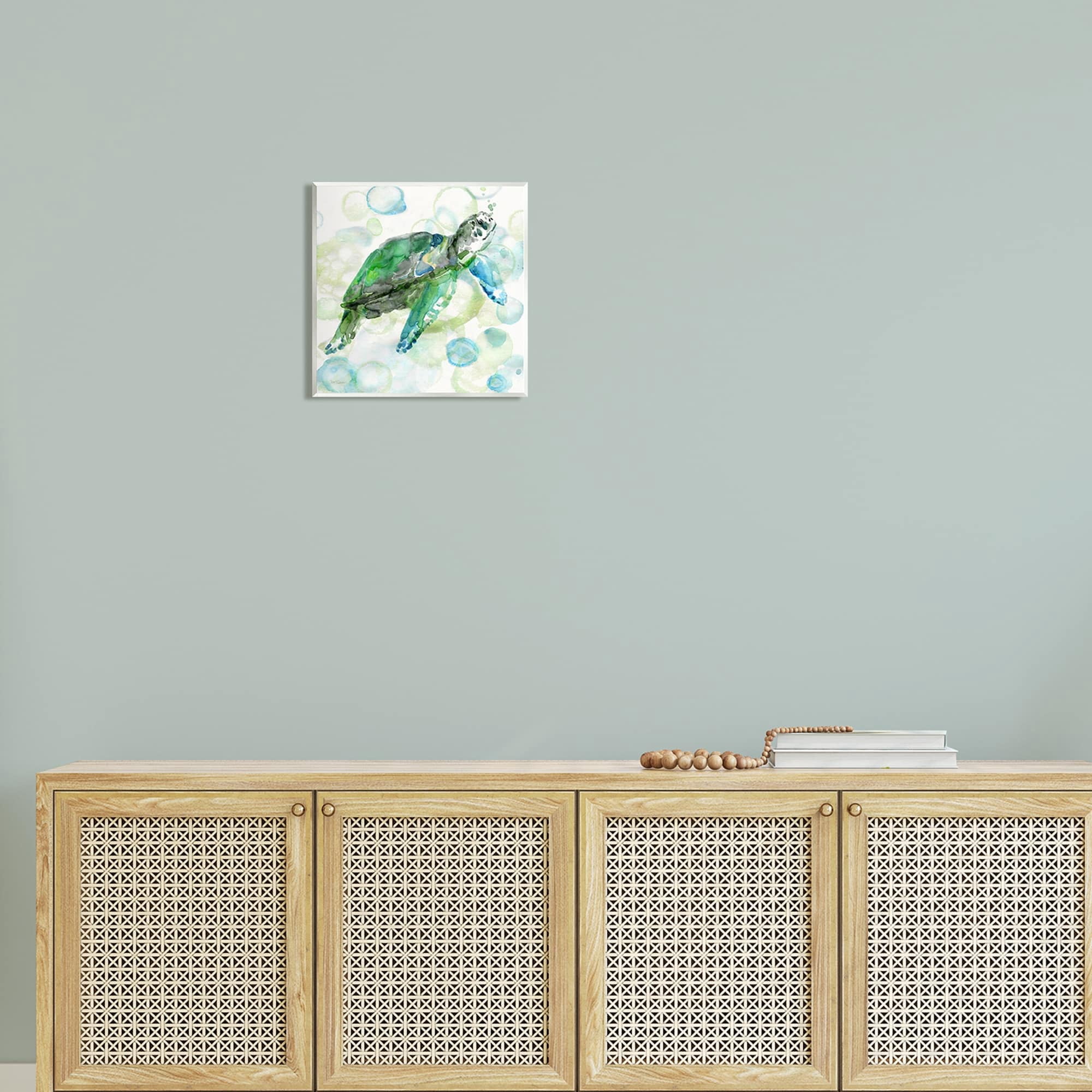 Stupell Industries Aquatic Sea Turtle Water Bubbles Watercolor Detail Painting Unframed Art Print Wall Art, Design by Carol Robinson