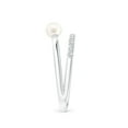 thumbnail image 3 of Angara Freshwater Cultured Pearl Dual Shank Ring with Diamonds in 14K White Gold for Women | June Birthstone Jewelry for Her, 3 of 8