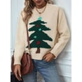 thumbnail image 4 of Christmas Sweaters for Women CrewNeck Sweater Pullovers Long Sleeve Xmas Holiday Clothes Apricot S, 4 of 8