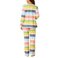 thumbnail image 3 of INSPIRE CHIC Women's Pajama Set Cotton Outfits Long Sleeves Top with Pants Colorful Stripe Loungewear S Yellow, 3 of 5