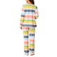 thumbnail image 3 of Conjunto de pijama para mujer INSPIRE CHIC, ropa de algodón, parte superior de mangas largas con pantalones, ropa de casa a rayas coloridas, 2XL amarillo, 3 of 5