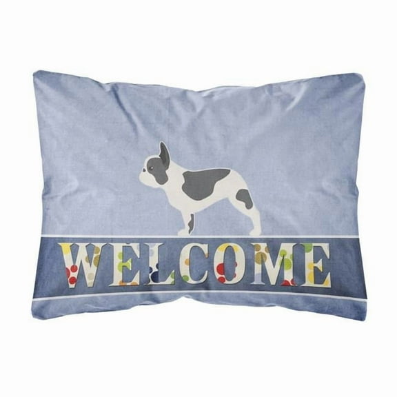 Carolines Treasures BB5545PW1216 French Bulldog Welcome Canvas Fabric Decorative Pillow
