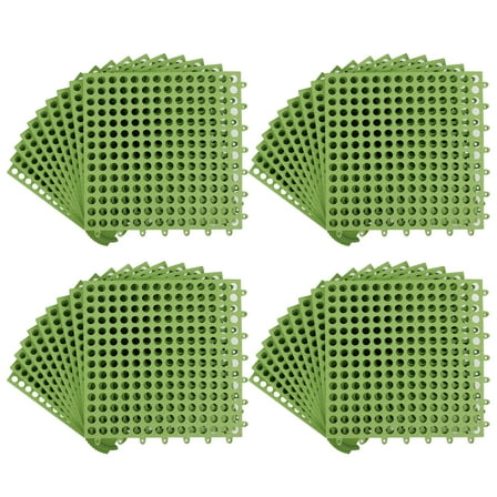 12inx12in Drainage Interlocking Floor Mats Tiles,TPE Non slip  Floor Tiles Green  50PCS