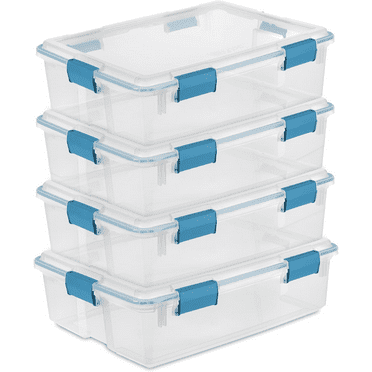 4-Pack Gasket Box, Weather-Resistant Storage Bins with Latching Lids, 37 Quart