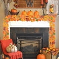 thumbnail image 1 of Artificial Maple Leaf Garland for Stairs and Doors - 78-Inch Fall Home Decor with Realistic Orange Foliage, 1 of 6