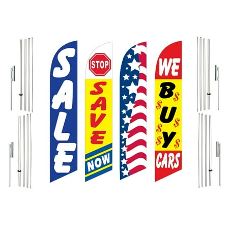 4 Swooper Flags With 4 Pole Kits Sale Stop Save Now Patriotic We Buy Cars