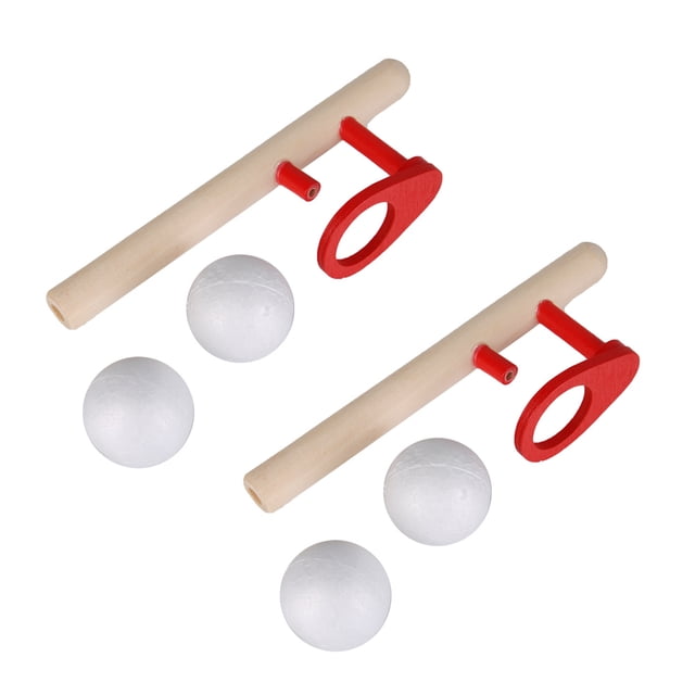 Juego de 2 juguetes de madera para soplar para niños, divertidos juegos de pelota flotante.