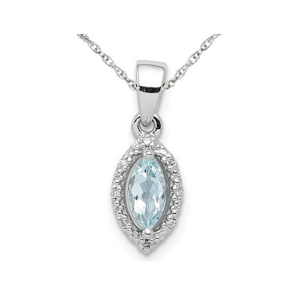 9/10 Carat (ctw) Aquamarine Drop Pendant Necklace In Sterling Silver with Chain