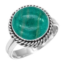 Natural Amazonite Women Jewelry 925 Sterling Silver Ring