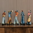 thumbnail image 2 of Jazz Band Player Figurines Vintage Musician Figure Resin Statues Desktop Ornament Retro Sculpture Home Indoor Decor D, 2 of 5
