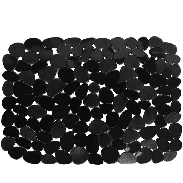 Rawiri Alfombrilla para fregadero, ajustable de PVC, color negro, protector de fregadero para fregadero de acero inoxidable o porcelana, alfombrilla para secar platos para baño, cocina, encimera,