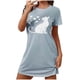thumbnail image 2 of Camisón corto de mujer, vestido de largo medio con estampado de moda, camisón corto extragrande de mujer, camisón de manga corta con estampado de pecho a la moda, camisón de mujer, 2 of 4
