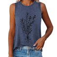 thumbnail image 2 of DHFJKG Summer Floral Graphic Tee Women Sleeveless Crew Neck Comfortable Tank Top Loose Fit Basic Beach T Shirts Comfortable Tops, 2 of 5