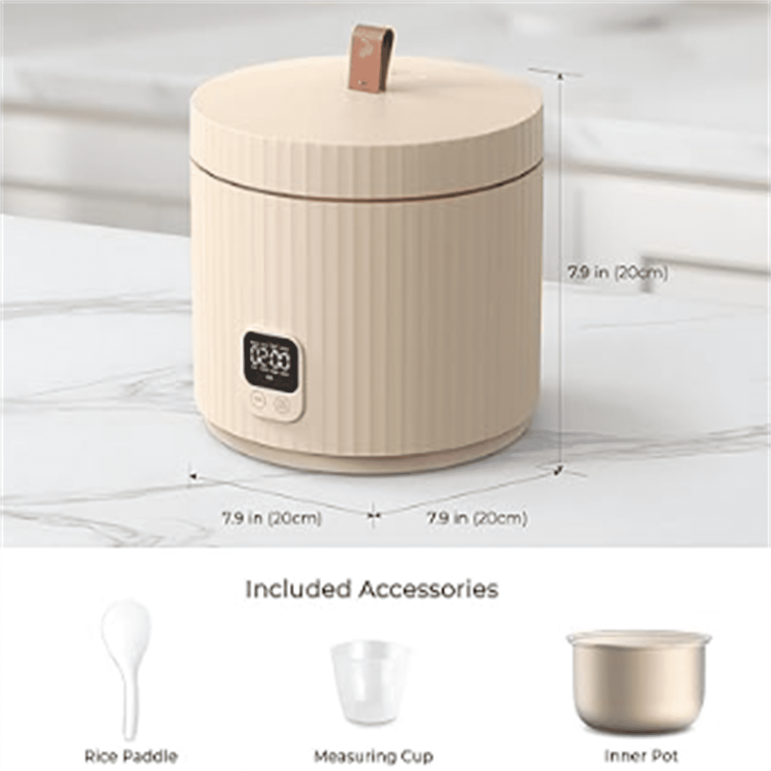 Rice Cooker Small 3 Cup Uncooked /6 Cup Cooked, Modern Multifunctional Mini Rice Cooker with Display Touch Button for 1-3 People Ceramic Coated Non-Stick Pot 8 Cook Functions - Cooking & Warmer