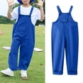 thumbnail image 6 of Girls Overalls Kids Sleeveless Wide Leg Jumpsuit Bib Overall with Pockets Adjustable Straps Jumpsuit Durable Work Coverall Straight Leg Jumpsuit for Girl Blue, 6 of 8
