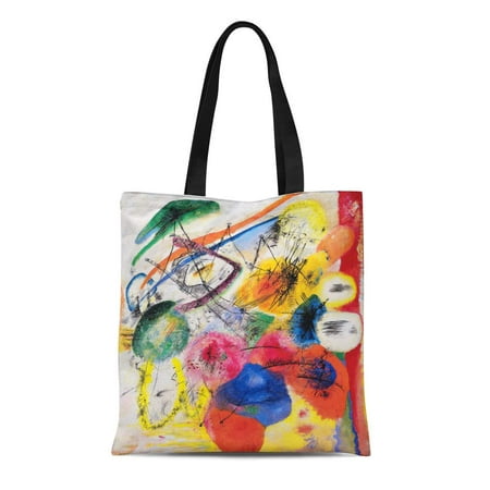 ASHLEIGH Canvas Tote Bag Strokes Kandinsky Black Lines Paintings Abstract Wassily Best Reusable Handbag Shoulder Grocery Shopping (Best Tape For Painting Lines)