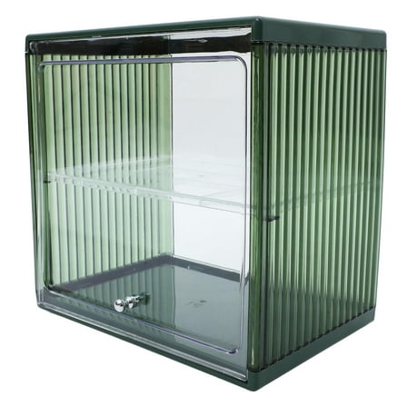 SOPOTUTU Double Layer Green Plastic Bread Box Clear Countertop Bread Storage Organizer