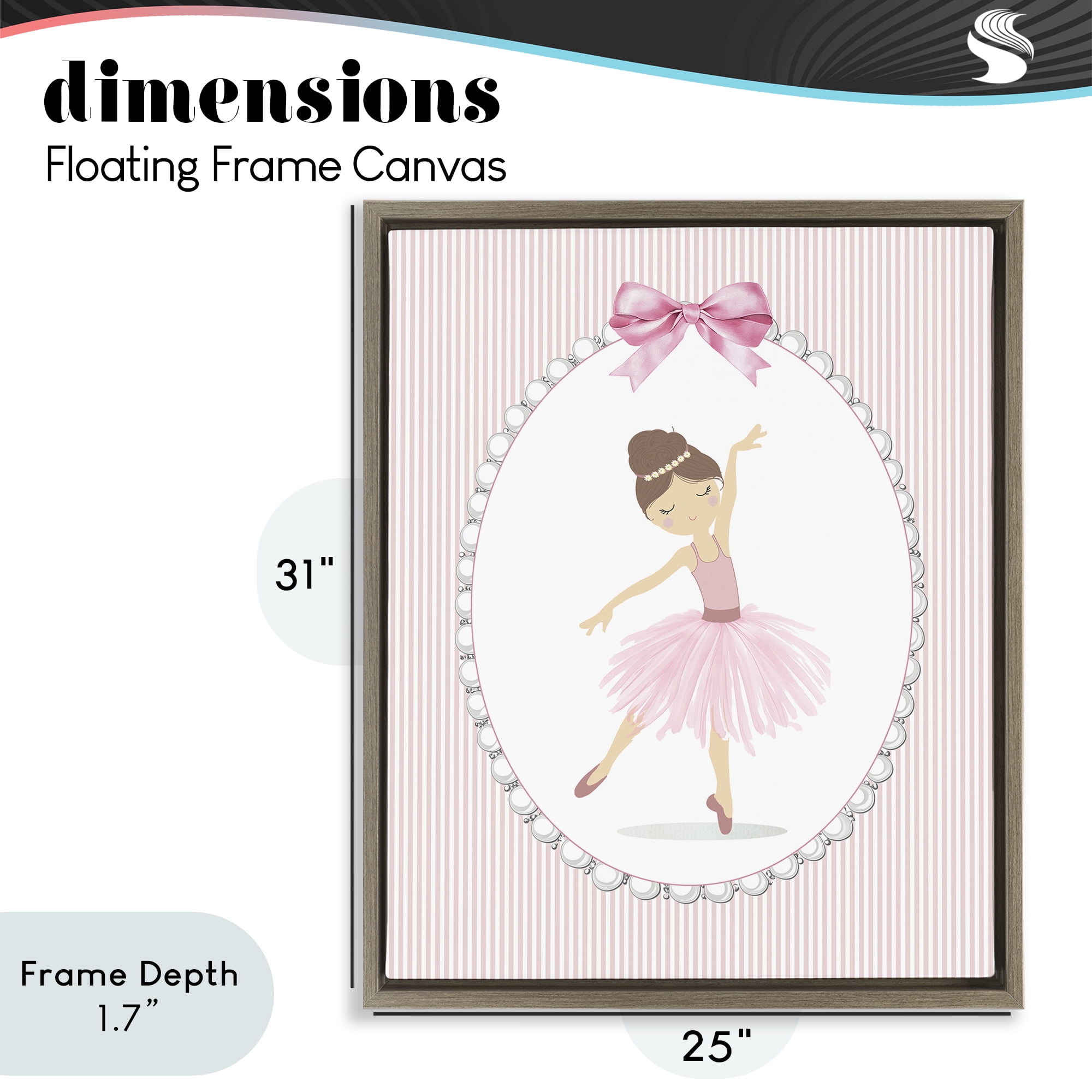 Stupell Industries Delicate Dance on Stripes Brown Framed Floater Canvas Wall Art, design by Christine Simpson Art