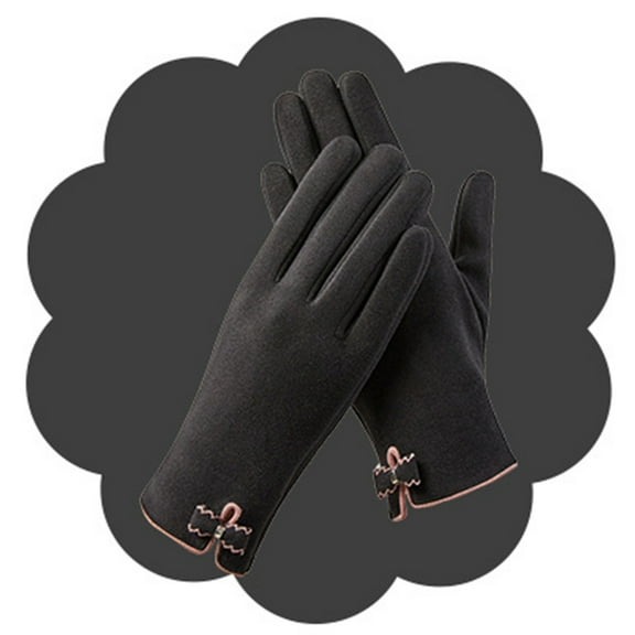 GZWYHT Gloves for Cold Weather,Winter Gloves Womens Warm Gloves Outdoor Riding Driving Cute Bow Plus Fleece Touched Screen NonSlip Gloves Fingerless Gloves,Work Gloves,Gloves for Women Black