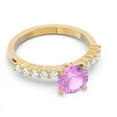 thumbnail image 3 of Diamond-Capitals 2.25 Carat Round Shape Natural Diamond & Pink Sapphire Gemstone Luxurious Bridal Ring for Ladies Solid 18K Yellow Gold Size 9.5, 3 of 7