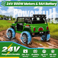 thumbnail image 3 of Joyracer 24V 2 Seater Kids Ride on Truck with Remote Control, 4×200W Motor, Electric Battery Powered Toys Car w/ 4 Wheels Spring Suspension, 3 Speeds, LED Lights, Bluetooth Music, Army Green, 3 of 14