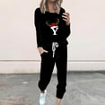 thumbnail image 2 of asdoklhq Christmas Pajamas Women Print Long Sleeve Sport Pullover + Pants Set Black S, 2 of 6