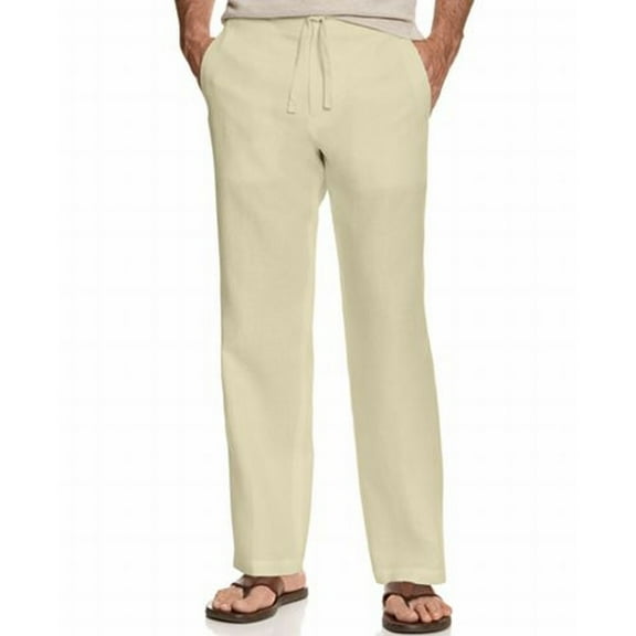 Tasso Elba NEW Natural Beige Mens 32X30 Crosshatch Drawstring Pants $69