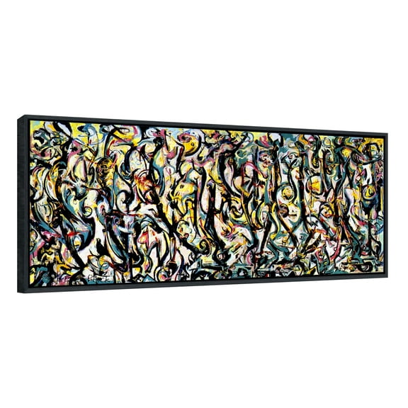 INVIN ART Framed Canvas Print Mural by Jackson Pollock Extra Large Abstract Wall Art, 20"x48"