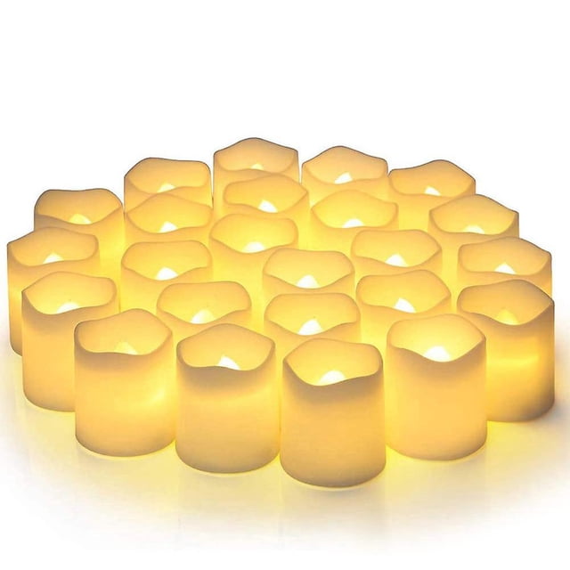 Velas votivas sin llama, vela falsa eléctrica parpadeante sin llama, luces de té LED en blanco cálido para boda, mesa