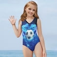 thumbnail image 5 of FOR U DESIGNS Lightweight Sleeveless Swimsuit One Piece Gymnastics Leotard for Kids Girls 7-8 Years Old Galaxy Football One Piece Bathing Suit, 5 of 8