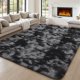 thumbnail image 1 of Alfombra BENRON Fluffy Tie-Dye Negra de 122 x 183 cm de felpa suave, 1 of 7