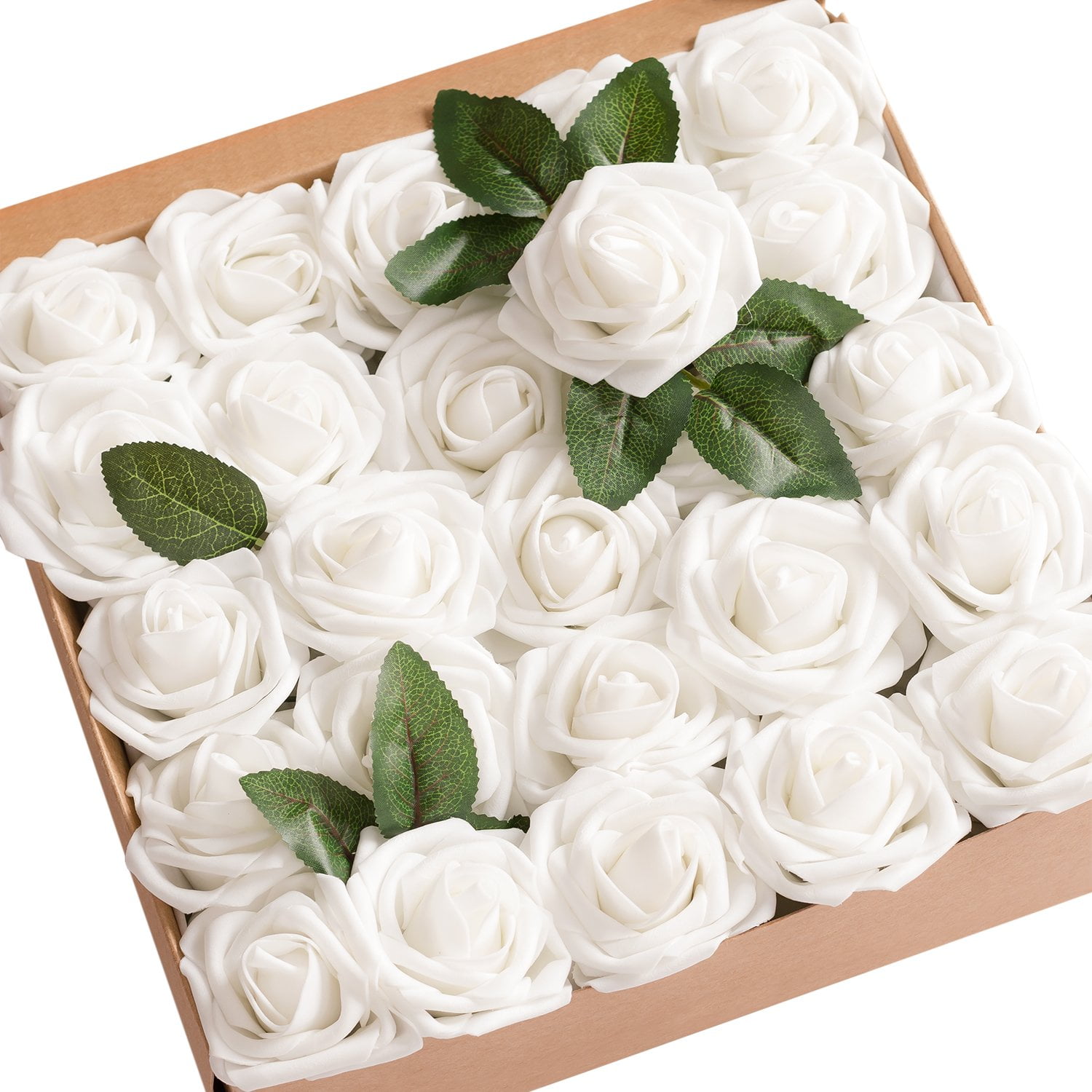 cheap fake white roses