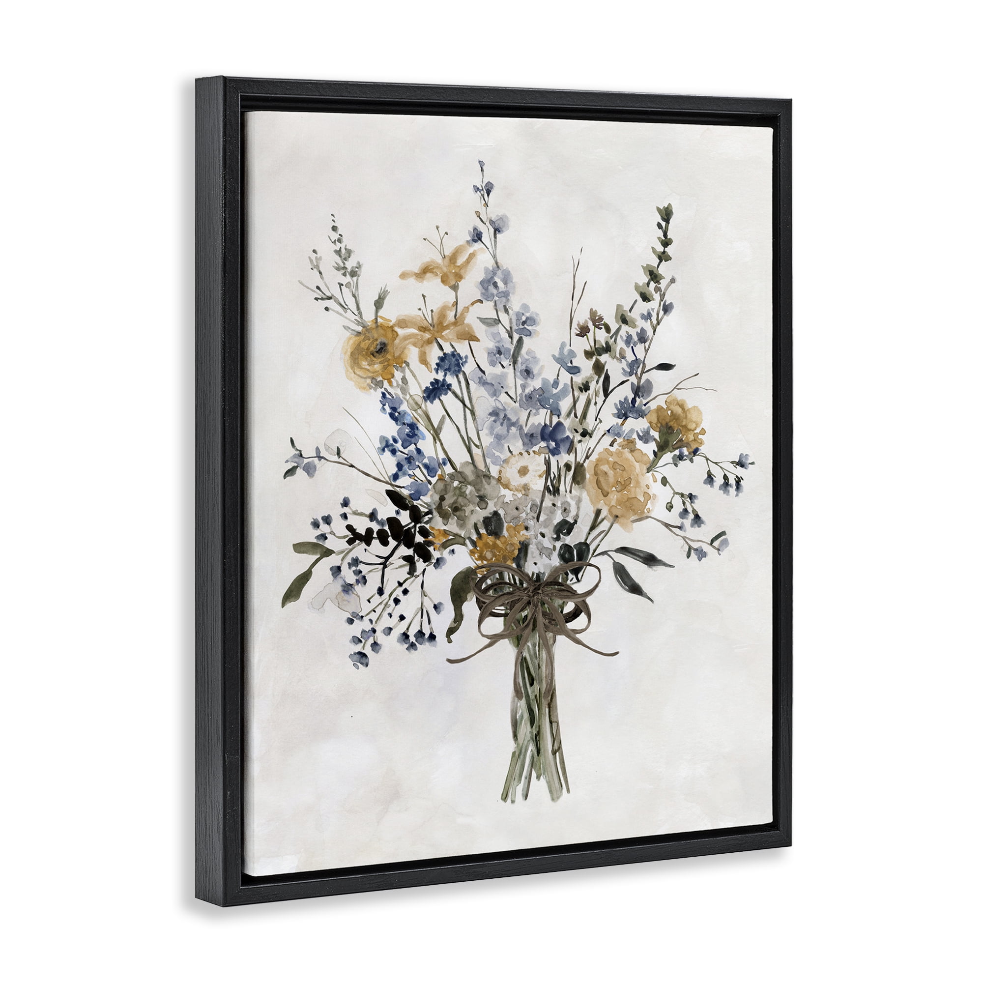 Stupell Industries Delicate Botanicals Bushel Black Framed Floater Canvas Wall Art, design by Carol Robinson