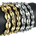 thumbnail image 6 of 7/9/11mm Gold/Silver Stainless Steel Marina Link Bracelet Necklace Gift 7"-24", 6 of 9