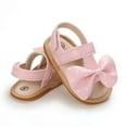 thumbnail image 5 of Uccdo Infant Baby Girls Bow Sandals Newborn Baby Summer PU Leather Open Toe Flats Shoes First Walkers 0-18M, 5 of 7