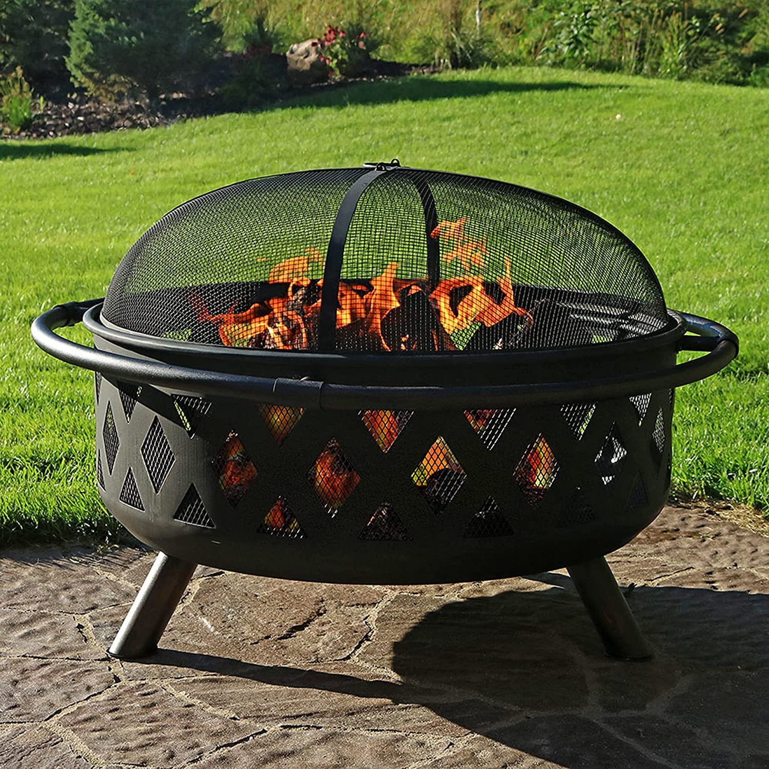 Private Jungle 32 inch Round 2 in 1 Fire Pit with BBQ Grill, Outdoor Wood Burning Fire Pit with Fire Mat and Mesh Cover, BBQ Grill Firepit,Black Private Jungle 32 inch Round 2 in 1 Fire Pit with BBQ Grill, Outdoor Wood Burning Fire Pit with Fire Mat and Mesh Cover, BBQ Grill Firepit,Black