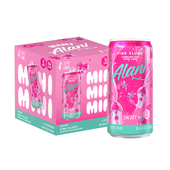 Alani Nu Mini Pink Slush Energy Drink, 8.4 fl oz Cans, 4 Pack