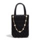thumbnail image 3 of Bolsos de mano de cuero plisado para mujer, bolsos de hombro de cadena de perlas de diseñador de lujo, bolsos de cuero plisado de primera calidad, bolso para teléfono celular, 3 of 5