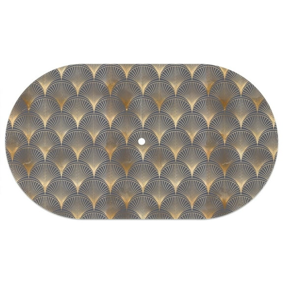 Outdoor Oval Waterproof Grey Bronzing Tablecloth with Umbrella Hole and Zipper,Reusable Indoor/Outdoor Durable Table Cover for Patio, Party, Picnic 60 X 102 Inch