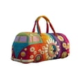 thumbnail image 2 of Boho Retro Camper Canvas Duffel Bag, 3D Embroidered Quilted Travel Tote, Large Capacity Weekender Bag for Unisex Camping, Gym & Road Trips, 2 of 6