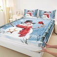 thumbnail image 3 of jejeloiu Kawaii Snowmen Twin Sheet Sets,Merry Christmas Twin Fitted Sheet,Red White Blue Flat Sheet For Childrem,Ultra Soft Home Decor,3pcs, 3 of 7