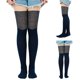 thumbnail image 3 of Medias altas hasta el muslo de algodón de punto acanalado para mujer, brillo metálico, contraste de color, Patchwork, fiesta de Cosplay sobre la rodilla para calcetines extralargos, 3 of 5