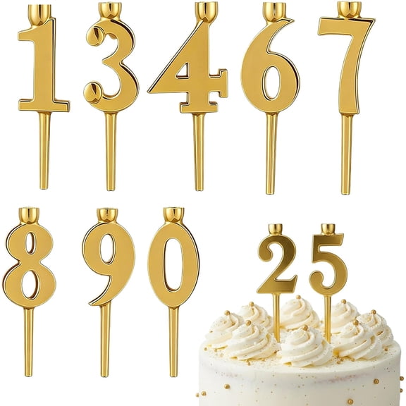 Number Candle Holder Set, 0-9 Numbered Birthdays Cake Candle Holder Set, Adjustable Candles Stand for Family Bakers Party