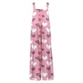 thumbnail image 6 of Fgvctg Valentine's Day Women's Overalls Wide Leg Pant Adjustable Love Heart Print Overalls Sleeveless Romper Spaghetti Straps Jumpsuit Loose Bib Overalls Sprimg Clothing With Pockets Light pink 5XL, 6 of 7