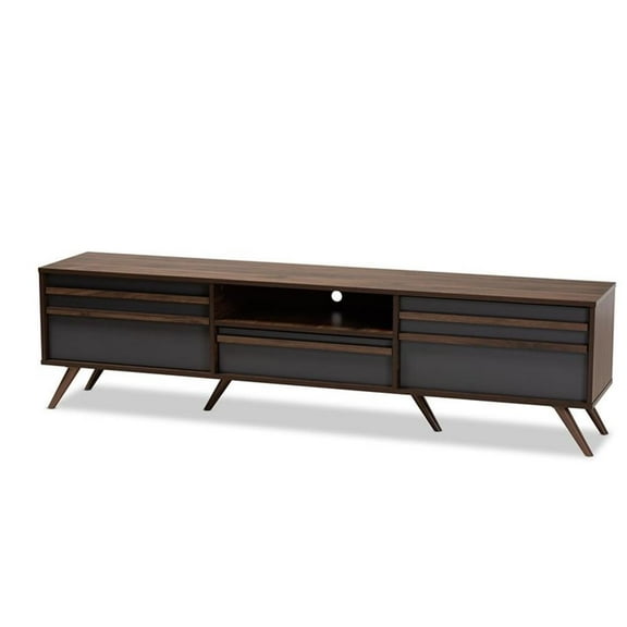 Bowery Hill Wood 60" TV Stand Console Entertainment Center in Gray and Walnut