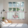 thumbnail image 3 of Easter Bunny Roses Tier Curtains 36 Inch Length, Pink Floral Spring Green Buffalo Plaid Cafe Short Curtains for Bathroom Over Sink, Small Kitchen Curtain Light Filtering Drapes 2 Panels 27.5"Wx36"L, 3 of 8