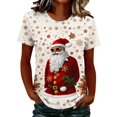 thumbnail image 3 of Jsaierl Christmas Shirts for Women Funny Santa Graphic Tees Petite Soft Round Neck T-shirt Short Sleeve Tunic Blouse Tops S-5XL, 3 of 6