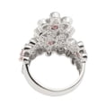 thumbnail image 2 of Triple Daisy Flower Ring with Pink Austrian Crystals, - Fashion Statement Ring Size 11 Jewelry Ring Silver Metal, 2 of 6