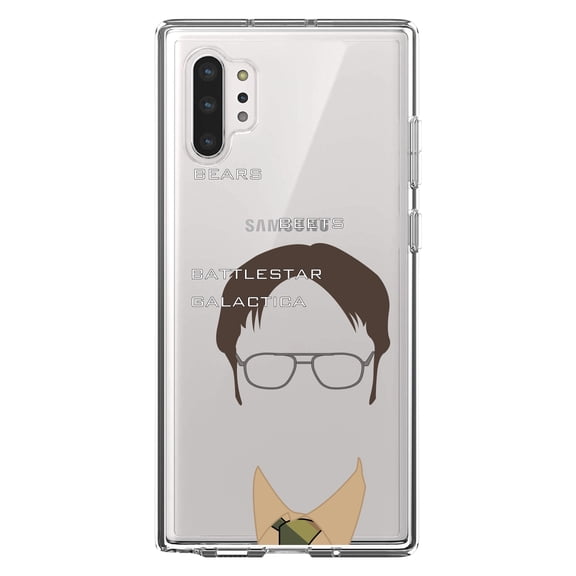 DistinctInk Clear Shockproof Hybrid Case for Galaxy Note 10 PLUS (6.8" Screen) - TPU Bumper, Acrylic Back, Tempered Glass Screen Protector - BEARS BEETS BATTLESTAR GALACTICA